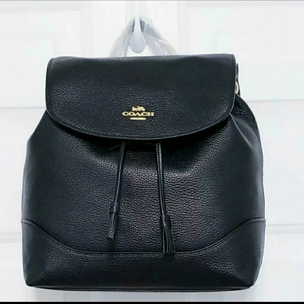 Coach Elle Black Leather Backpack